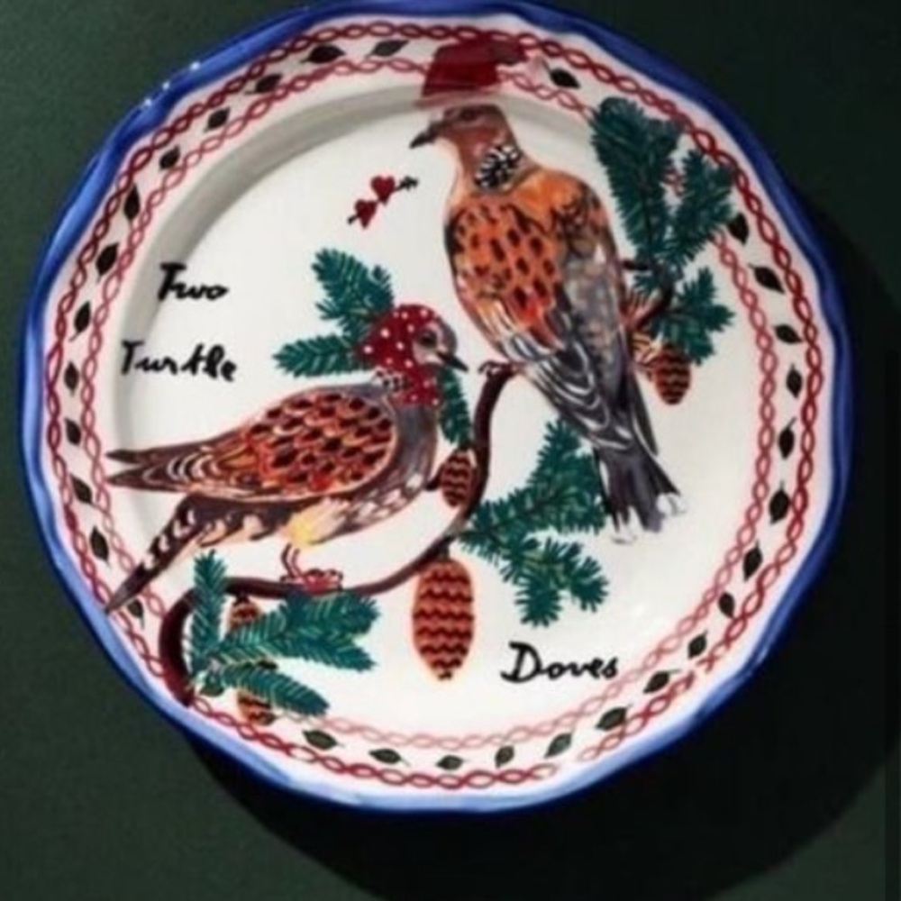 Nathalie Lete 12 days of Christmas plate 2 turtle doves